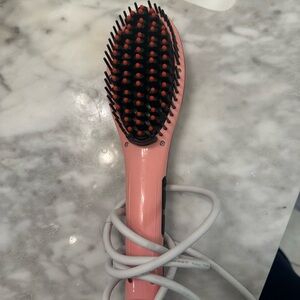 Pink Hair Straightening Heat Brush